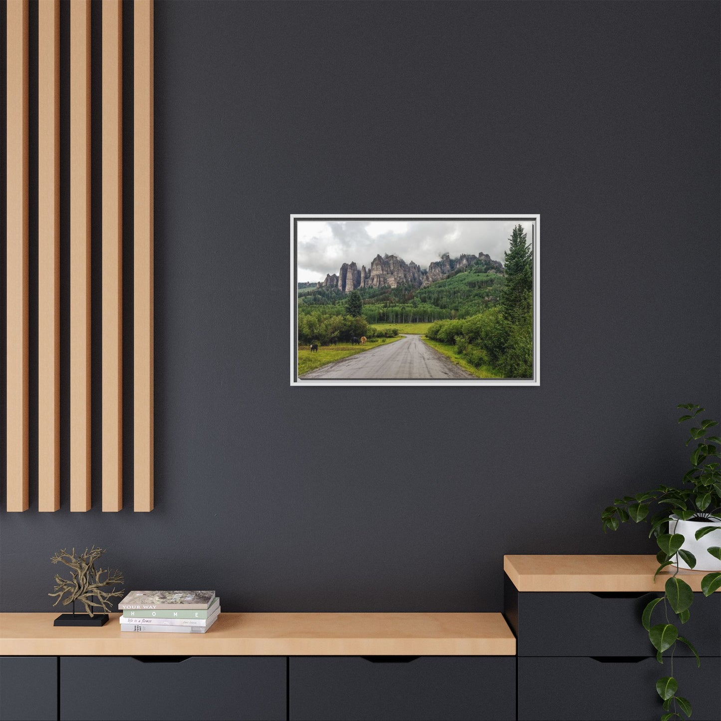 Framed Canvas Print - Majestic Rock Formations of Cimarron, Colorado