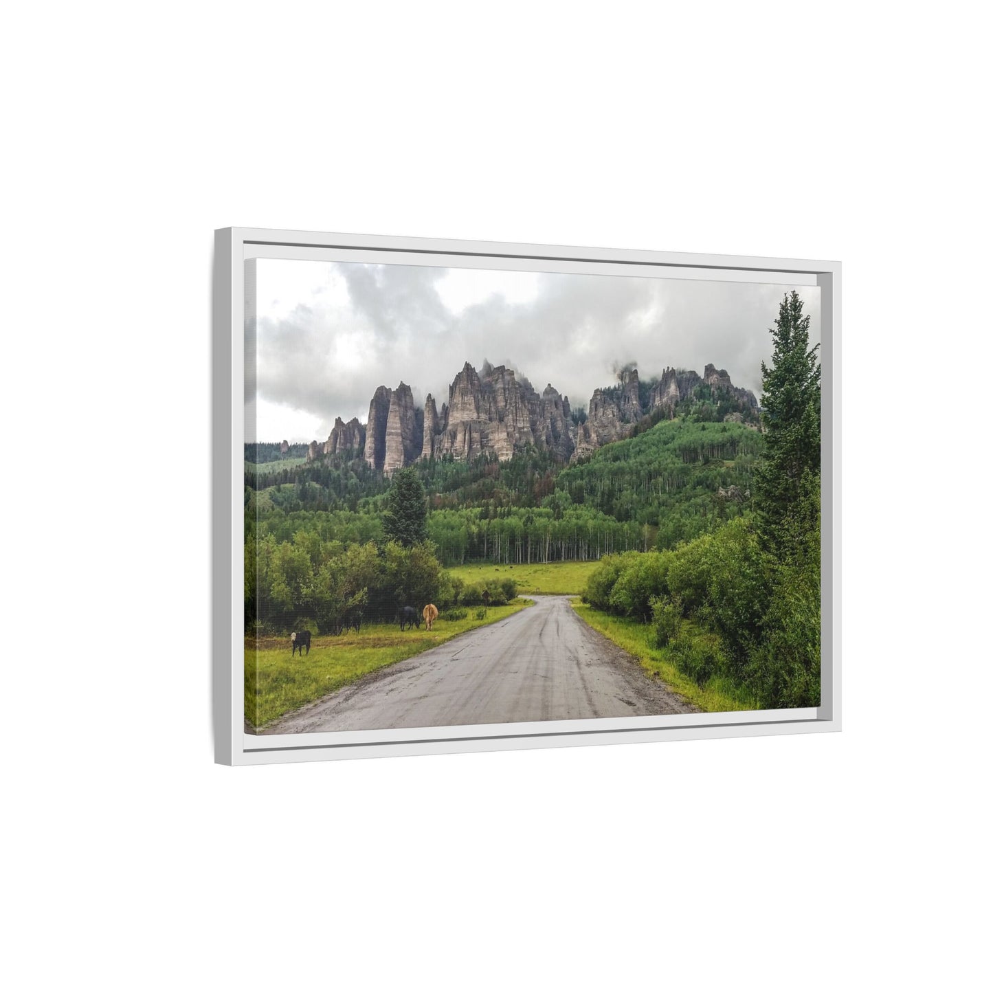 Framed Canvas Print - Majestic Rock Formations of Cimarron, Colorado
