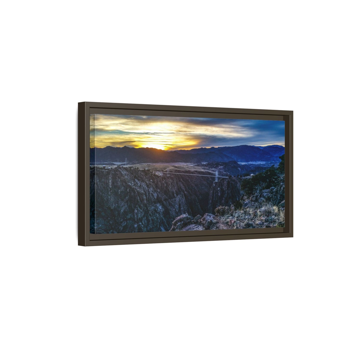 Framed Canvas Print - Peaceful sunset at the Royal Gorge Bridge