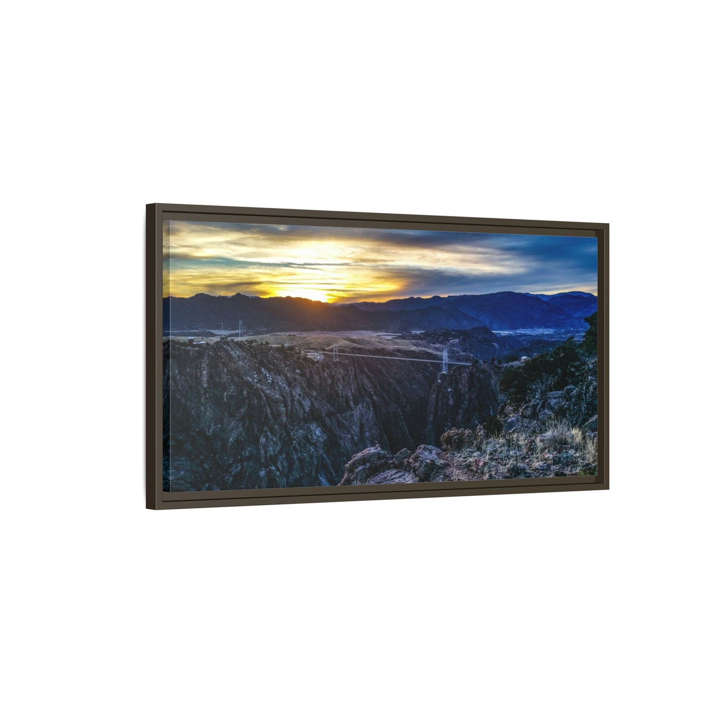 Framed Canvas Print - Peaceful sunset at the Royal Gorge Bridge