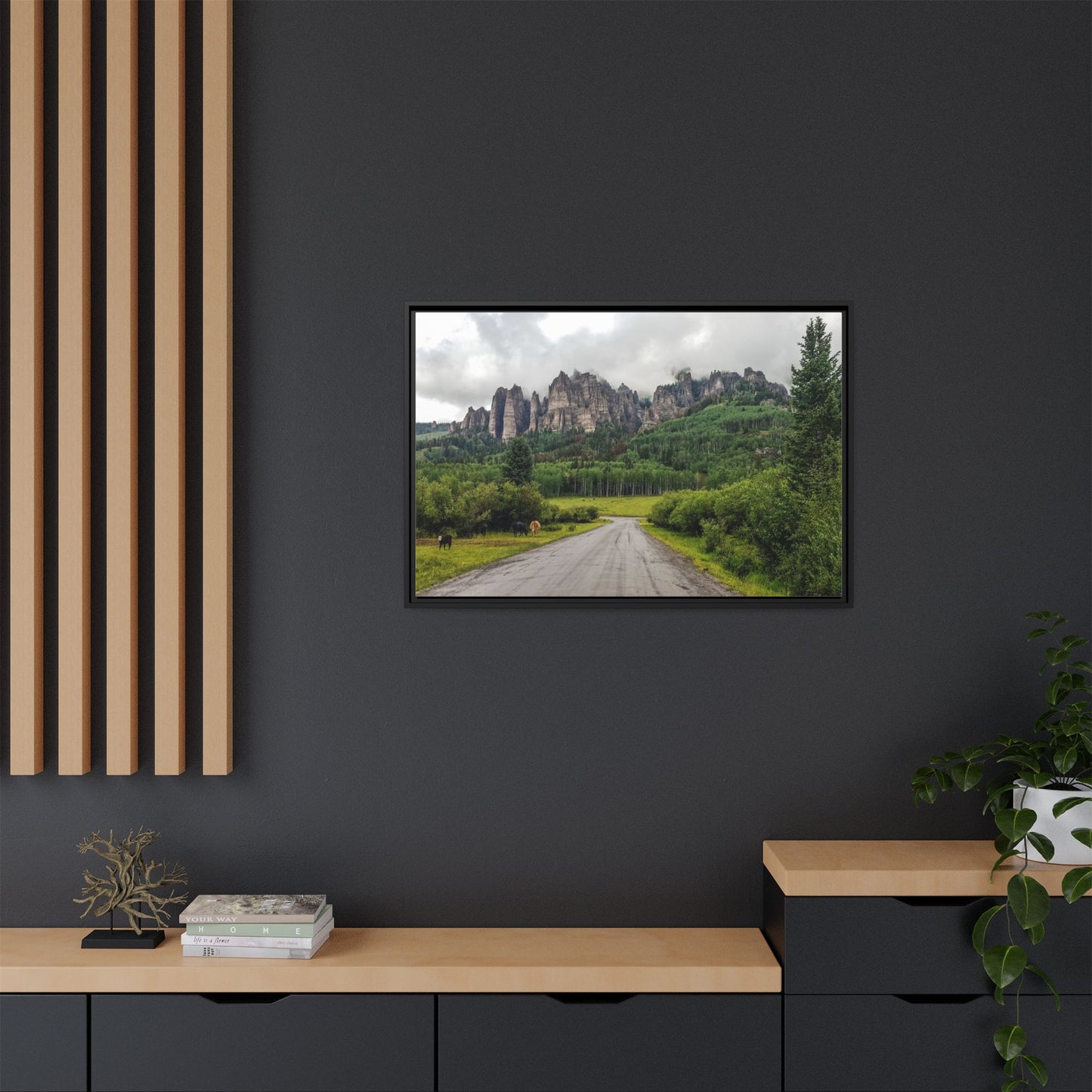 Framed Canvas Print - Majestic Rock Formations of Cimarron, Colorado