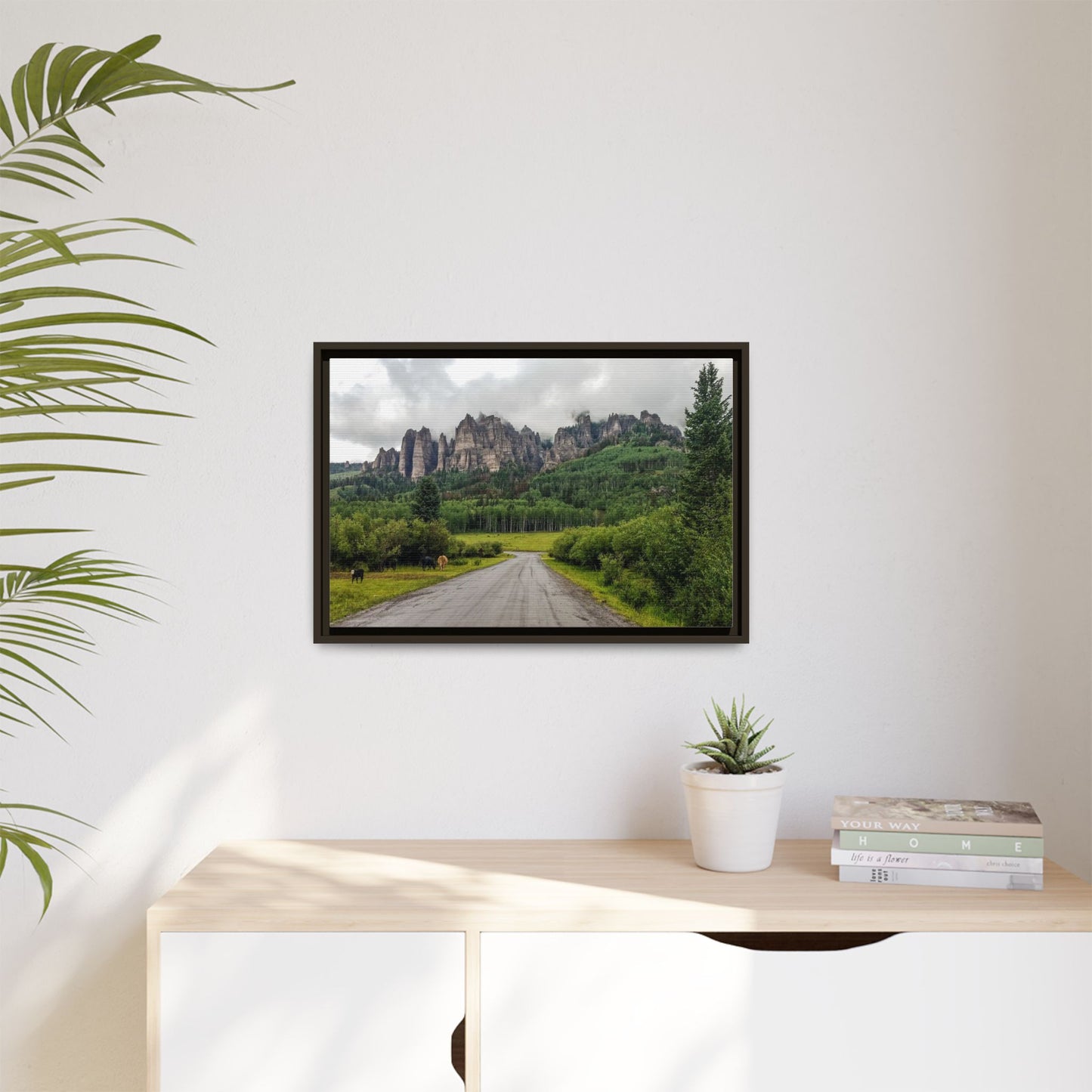 Framed Canvas Print - Majestic Rock Formations of Cimarron, Colorado