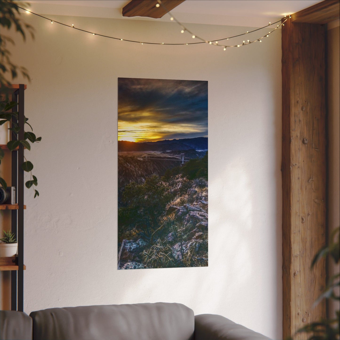 Textured Watercolor Poster - Royal Gorge Bridge - Sunset View