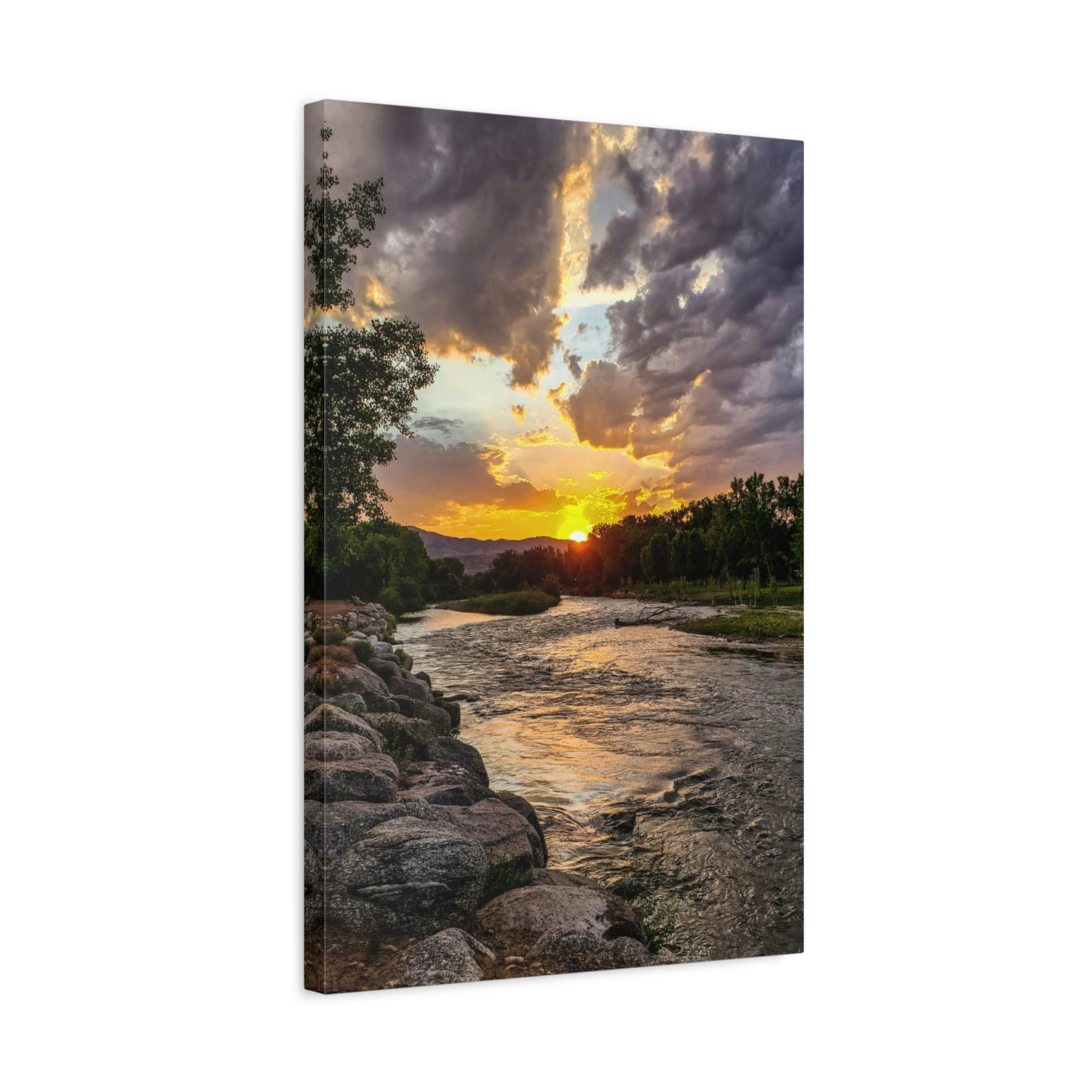 Wrapped Canvas Print - Sunset Stroll along Arkansas River in Canon City, Colorado