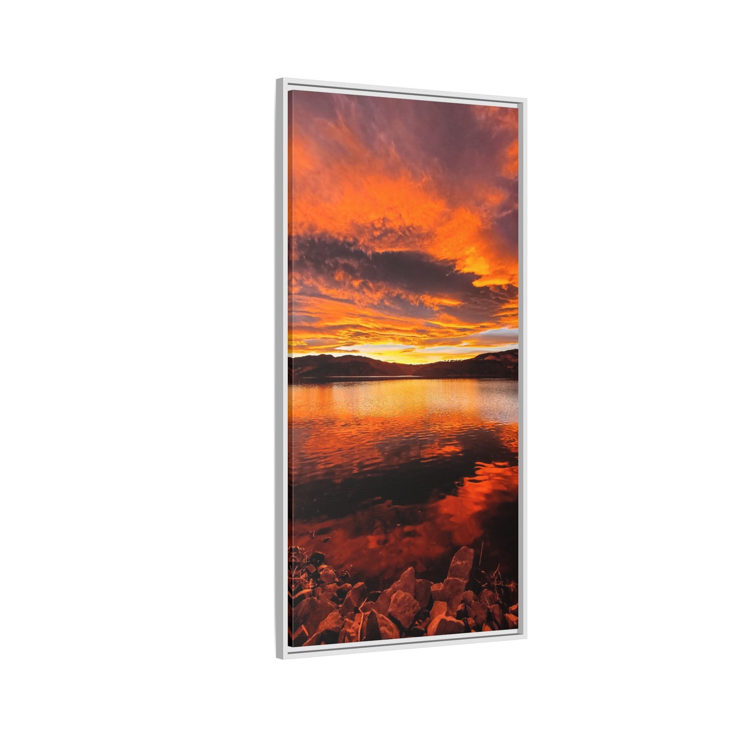 Framed Canvas Print - Sunset Reflection at Horsetooth Reservoir