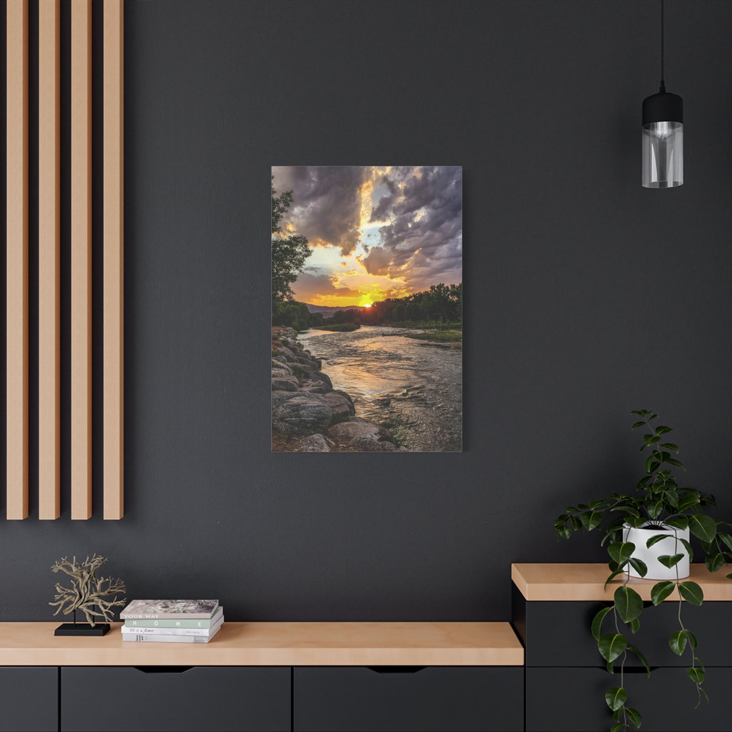 Wrapped Canvas Print - Sunset Stroll along Arkansas River in Canon City, Colorado