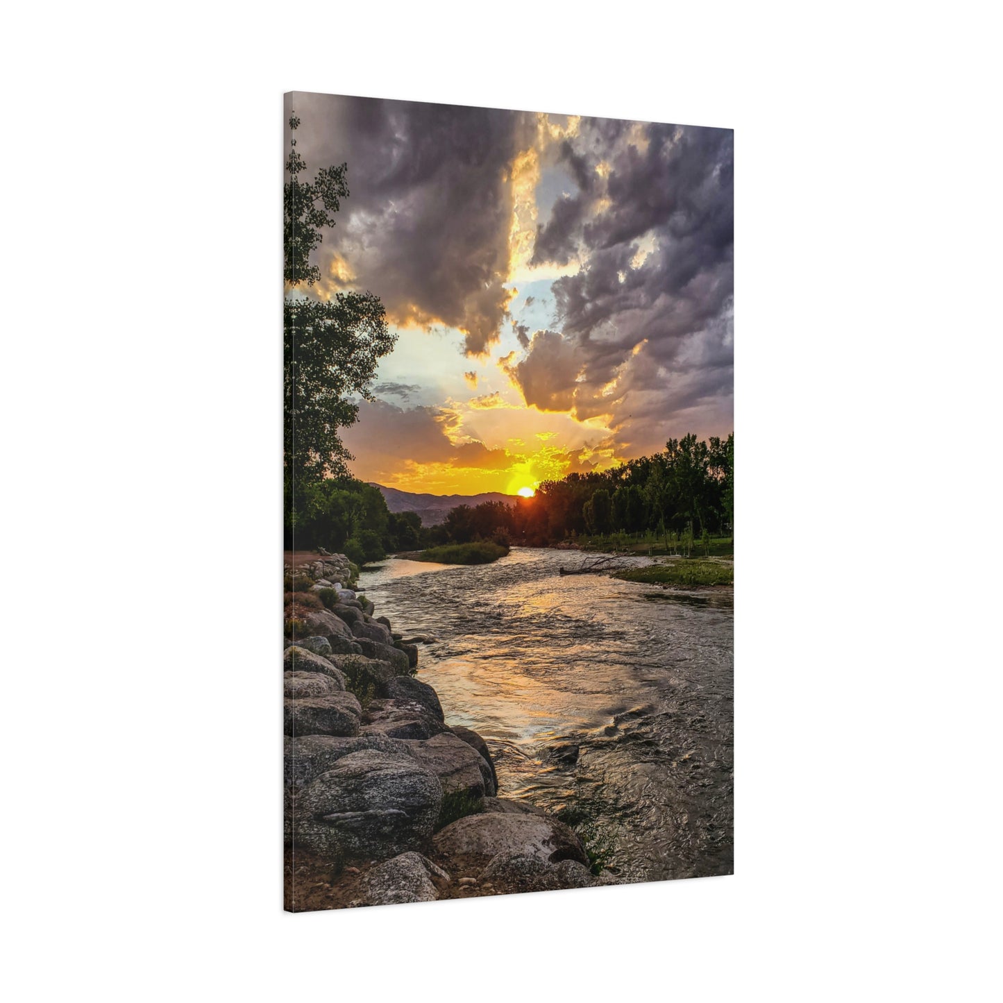 Wrapped Canvas Print - Sunset Stroll along Arkansas River in Canon City, Colorado