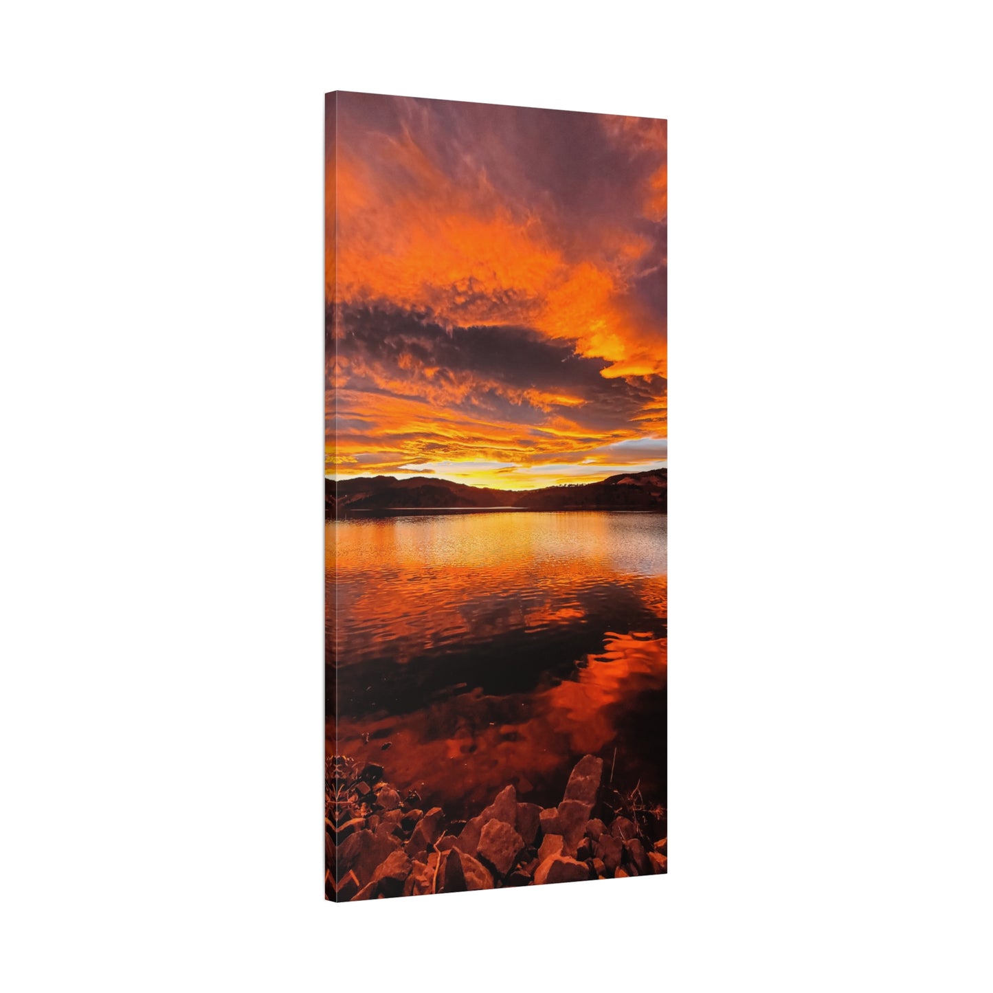 Wrapped Canvas Print - Sunset Reflection at Horsetooth Reservoir - Tall