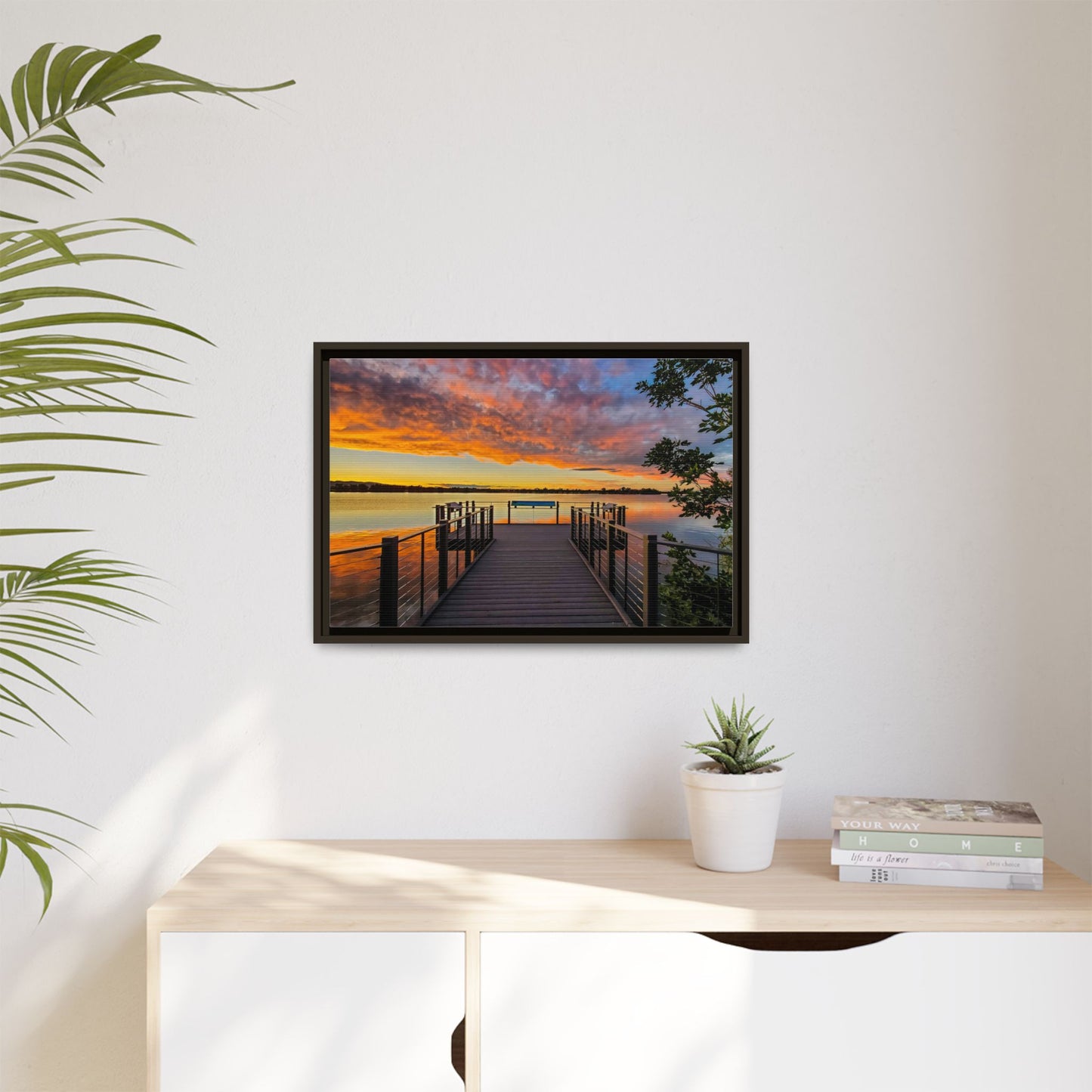 Framed Canvas Print - Sunset from the Dock at Fossil Creek Reservoir