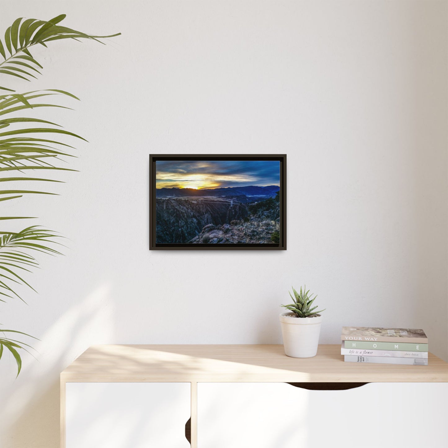 Framed Canvas Print - Peaceful sunset at the Royal Gorge Bridge