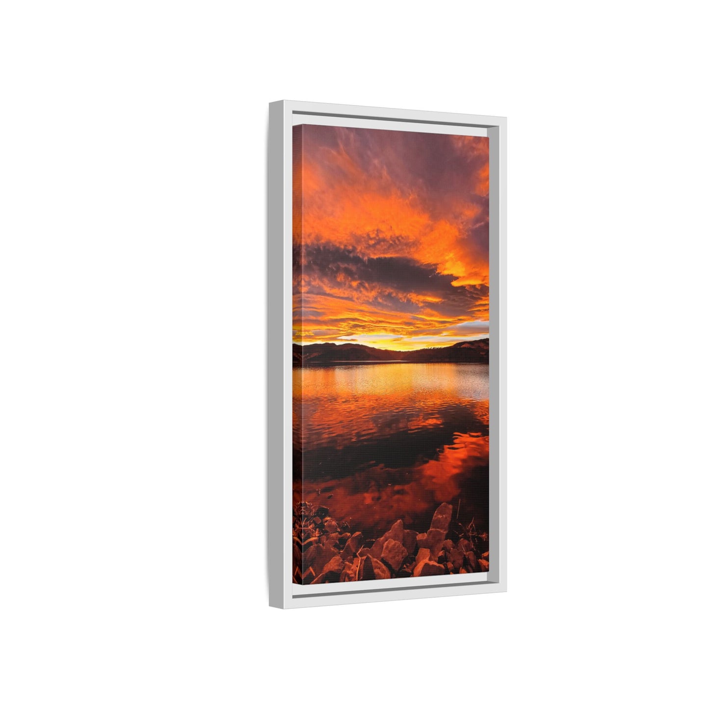 Framed Canvas Print - Sunset Reflection at Horsetooth Reservoir