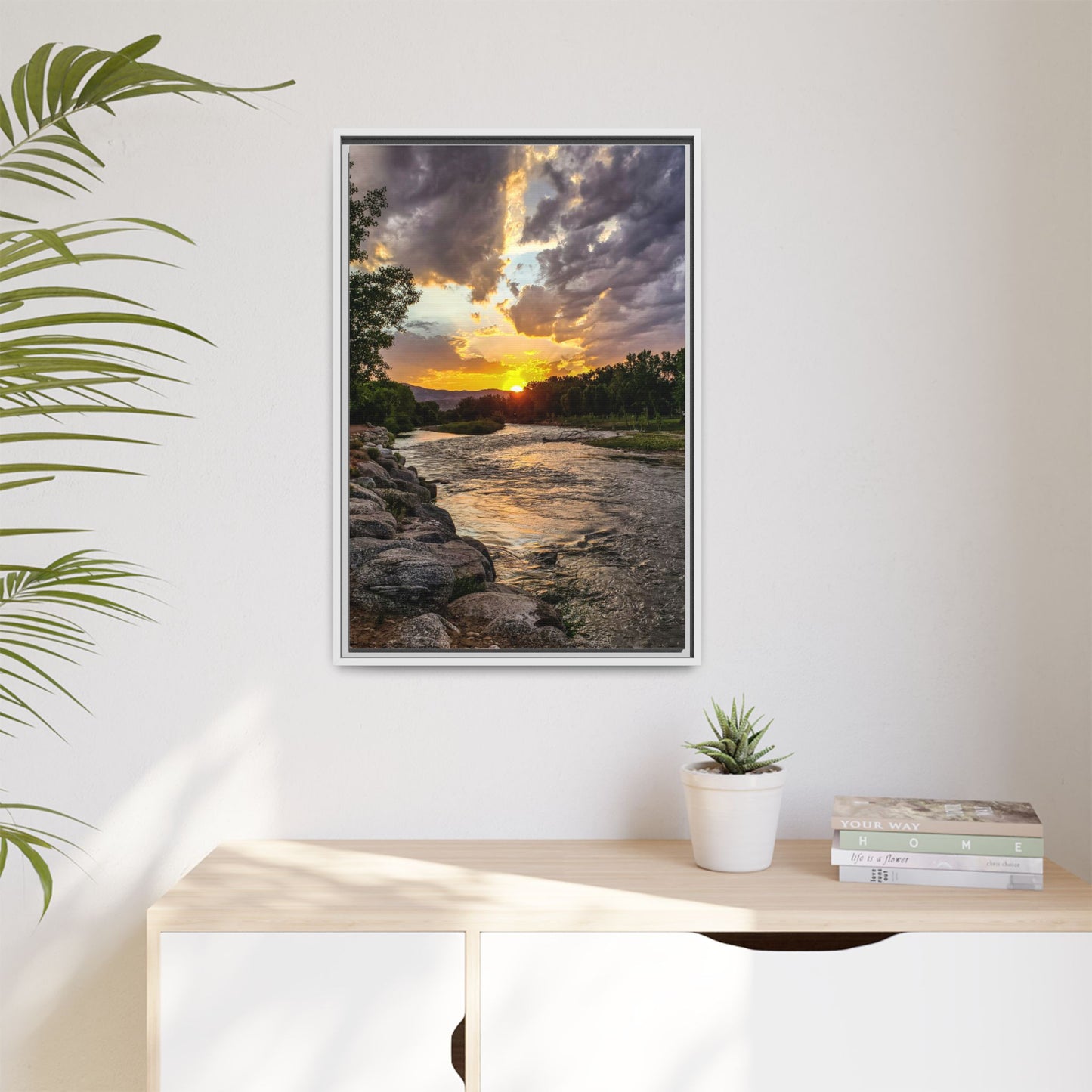 Framed Canvas Print - Sunset Stroll along Arkansas River in Canon City