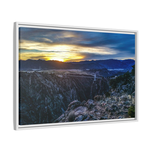 Framed Canvas Print - Peaceful sunset at the Royal Gorge Bridge