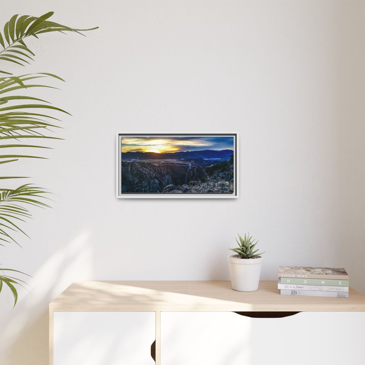 Framed Canvas Print - Peaceful sunset at the Royal Gorge Bridge