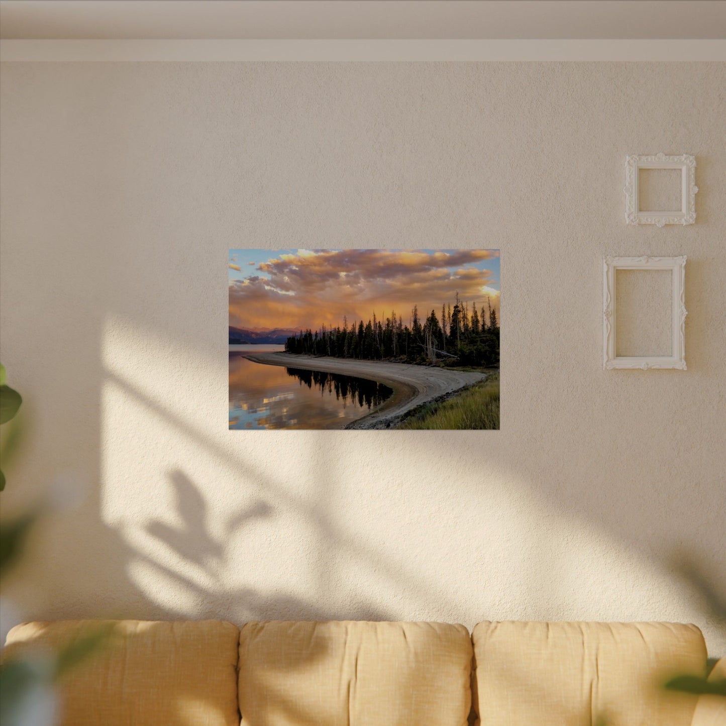 Textured Watercolor Poster - Sunset Reflection at Lake Granby