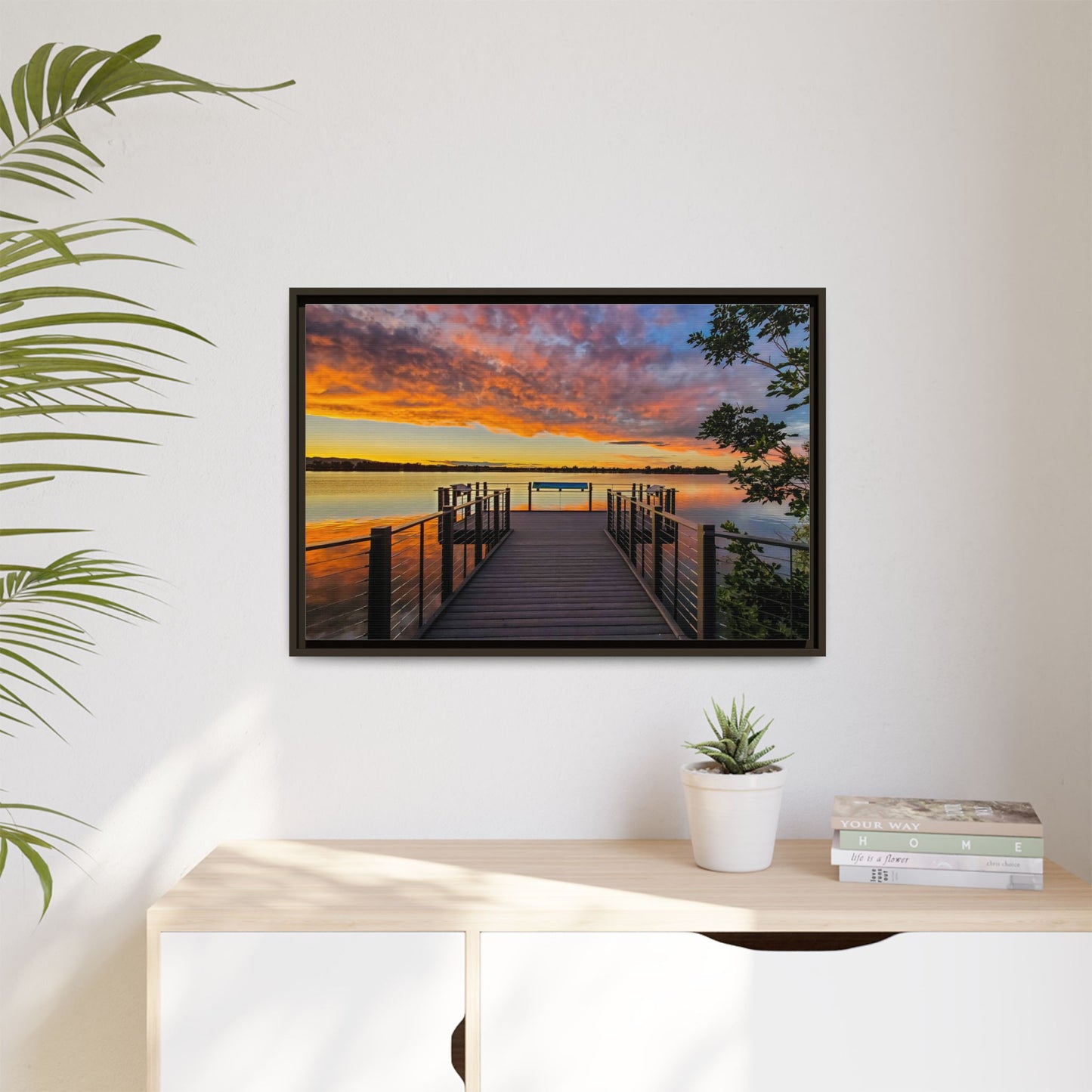 Framed Canvas Print - Sunset from the Dock at Fossil Creek Reservoir
