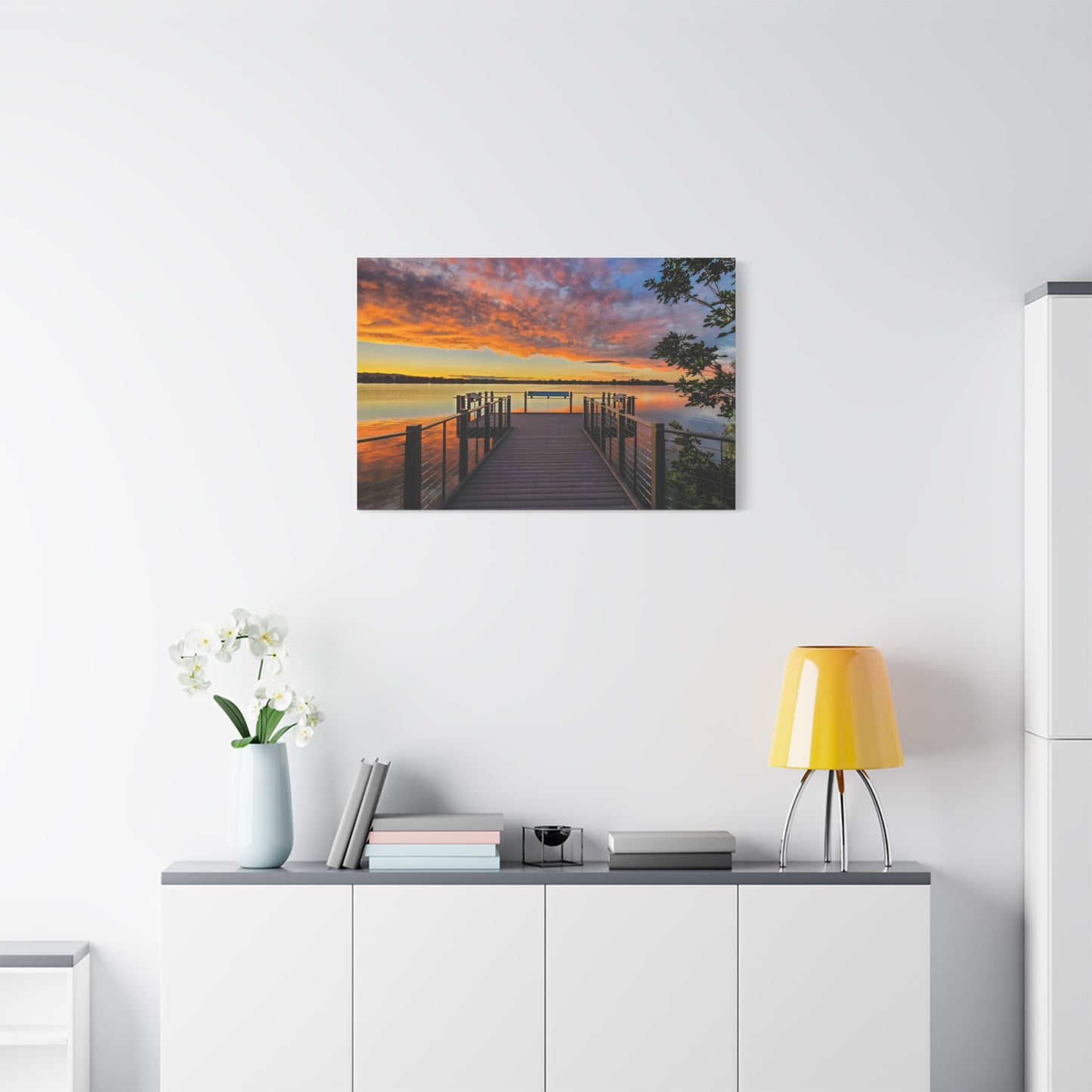 Wrapped Canvas Print - Sunset from the Dock at Fossil Creek Reservoir