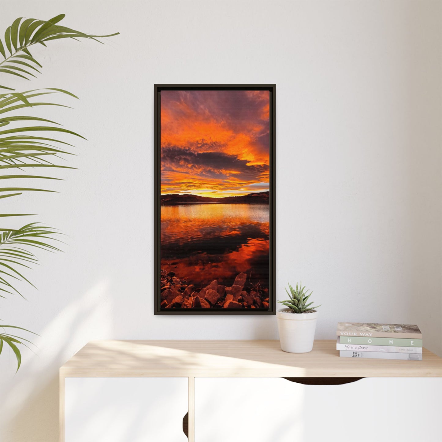 Framed Canvas Print - Sunset Reflection at Horsetooth Reservoir