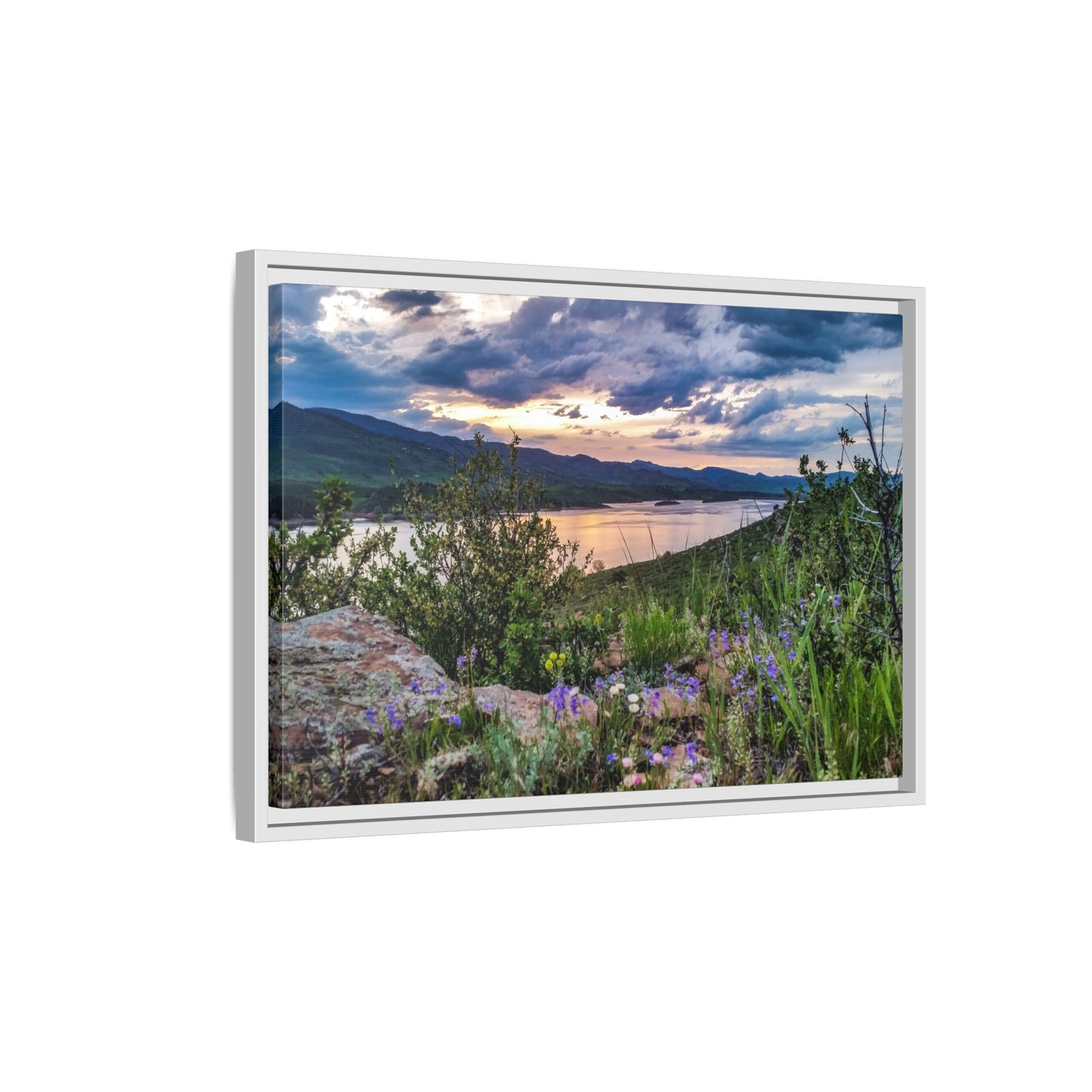Framed Canvas Print - Spring Sunset Reflection