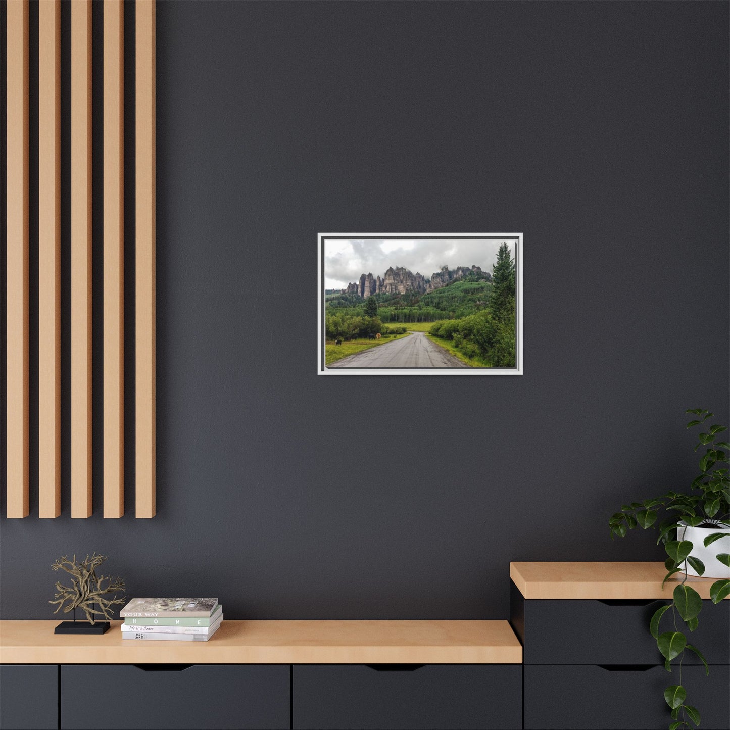 Framed Canvas Print - Majestic Rock Formations of Cimarron, Colorado