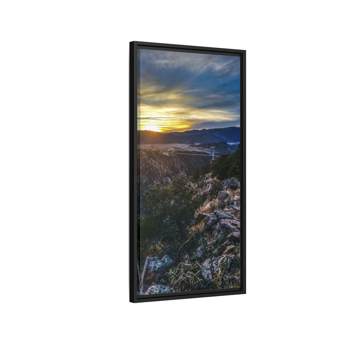 Framed Canvas Print - Royal Gorge Bridge Sunset View