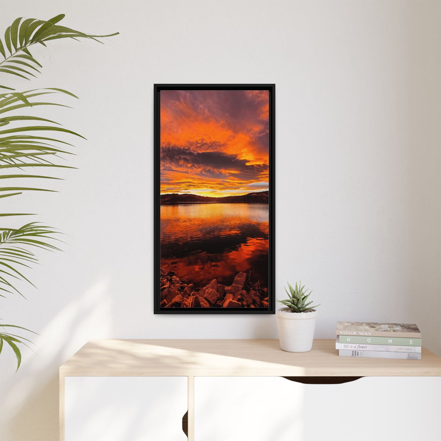Framed Canvas Print - Sunset Reflection at Horsetooth Reservoir