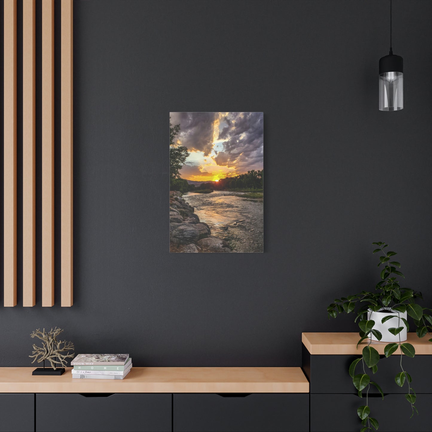 Wrapped Canvas Print - Sunset Stroll along Arkansas River in Canon City, Colorado