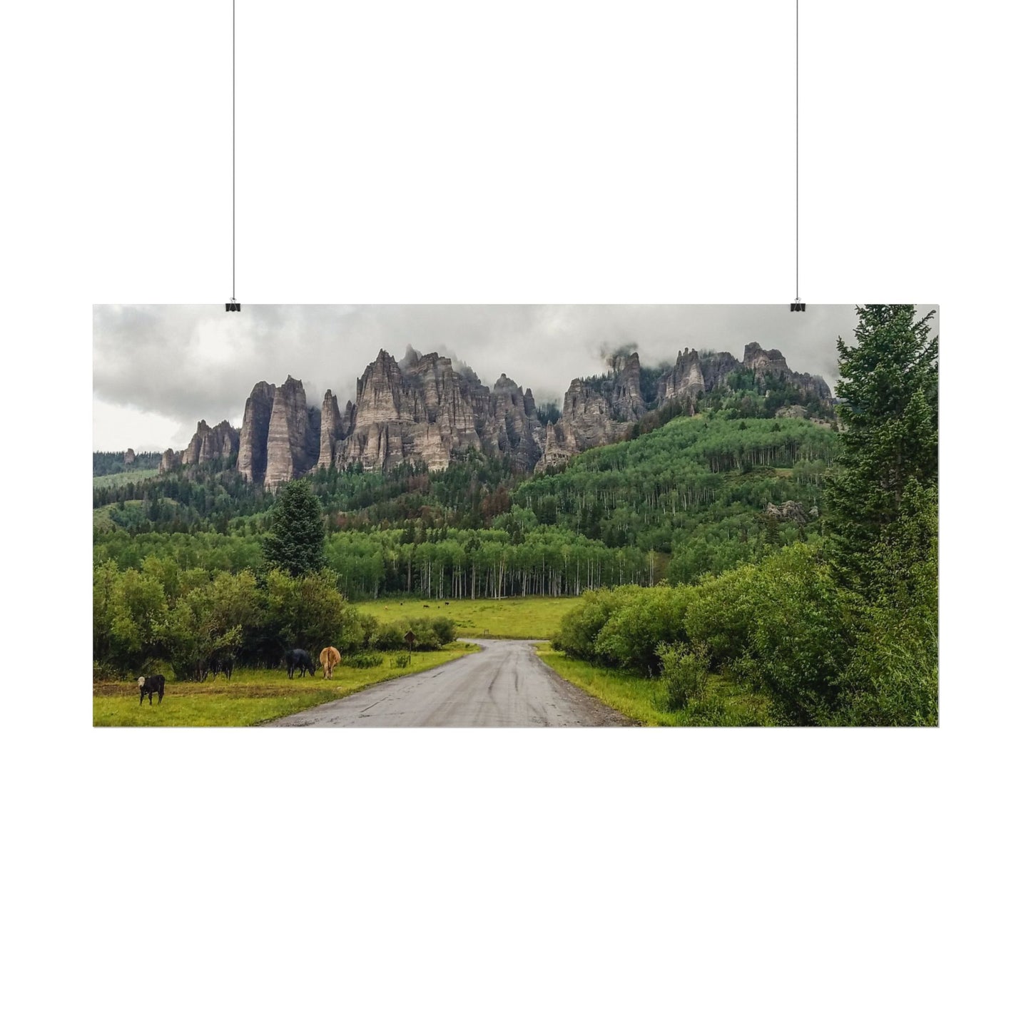 Textured Watercolor Poster - Majestic Rock Formations of Cimarron, Colorado