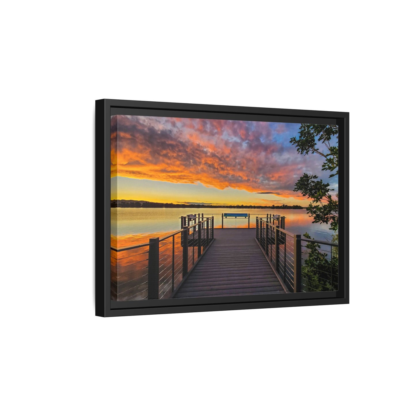 Framed Canvas Print - Sunset from the Dock at Fossil Creek Reservoir