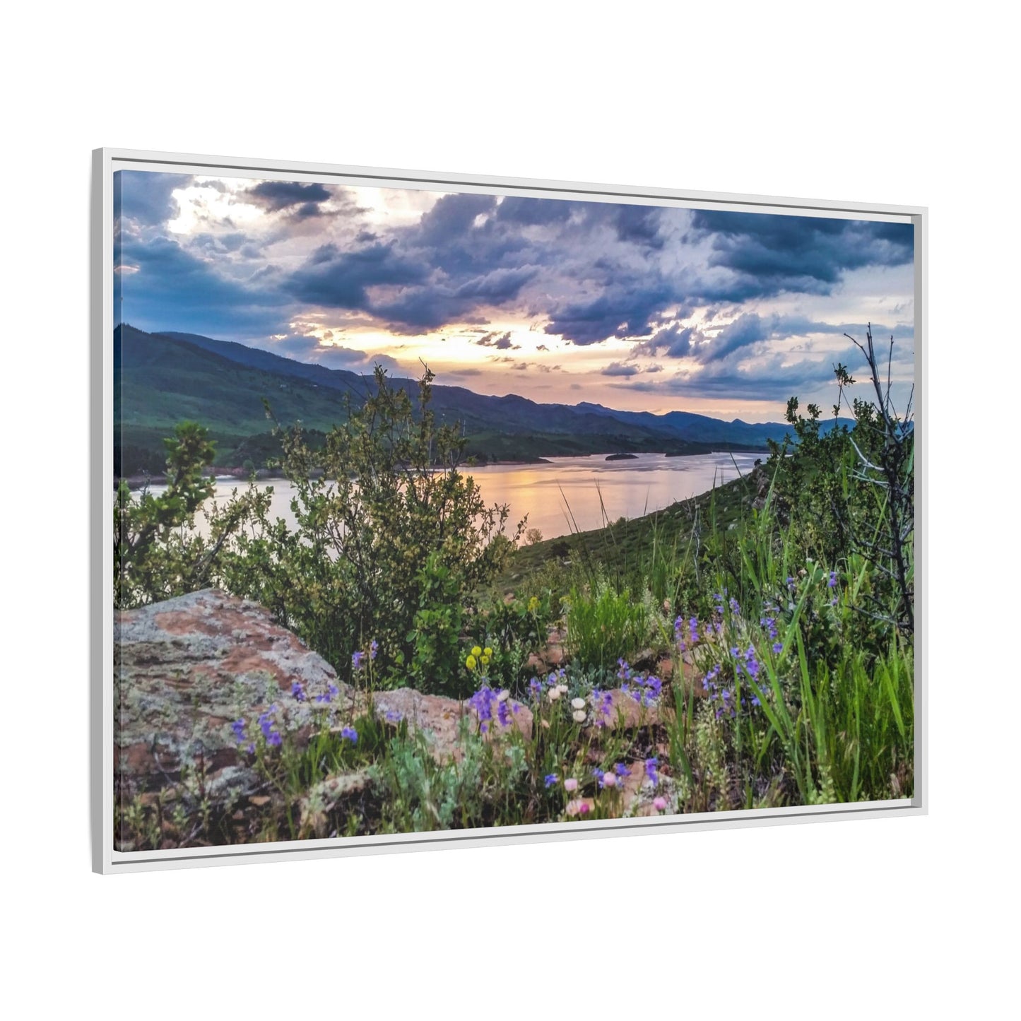 Framed Canvas Print - Spring Sunset Reflection