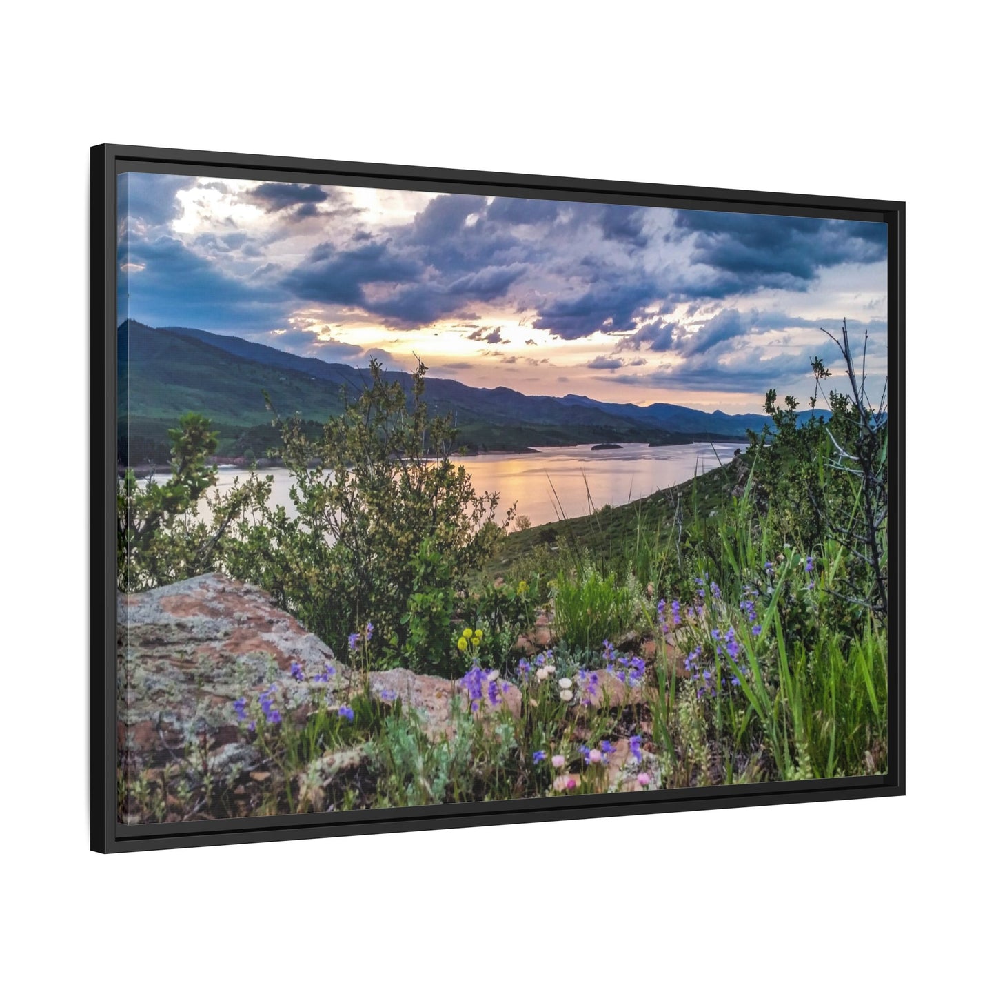 Framed Canvas Print - Spring Sunset Reflection