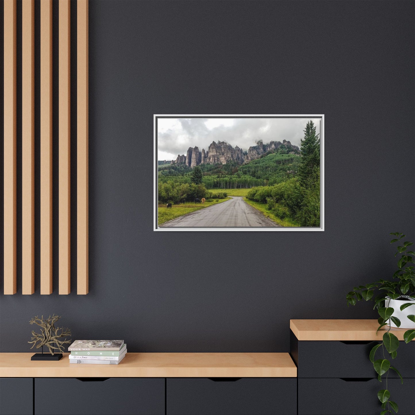 Framed Canvas Print - Majestic Rock Formations of Cimarron, Colorado