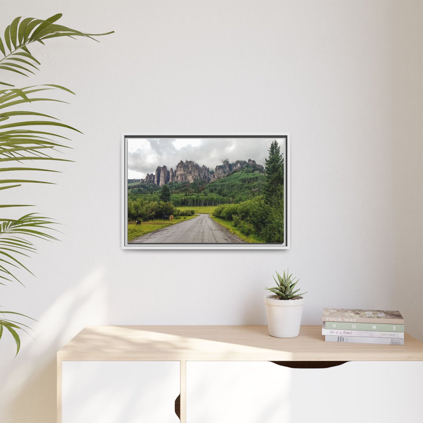 Framed Canvas Print - Majestic Rock Formations of Cimarron, Colorado