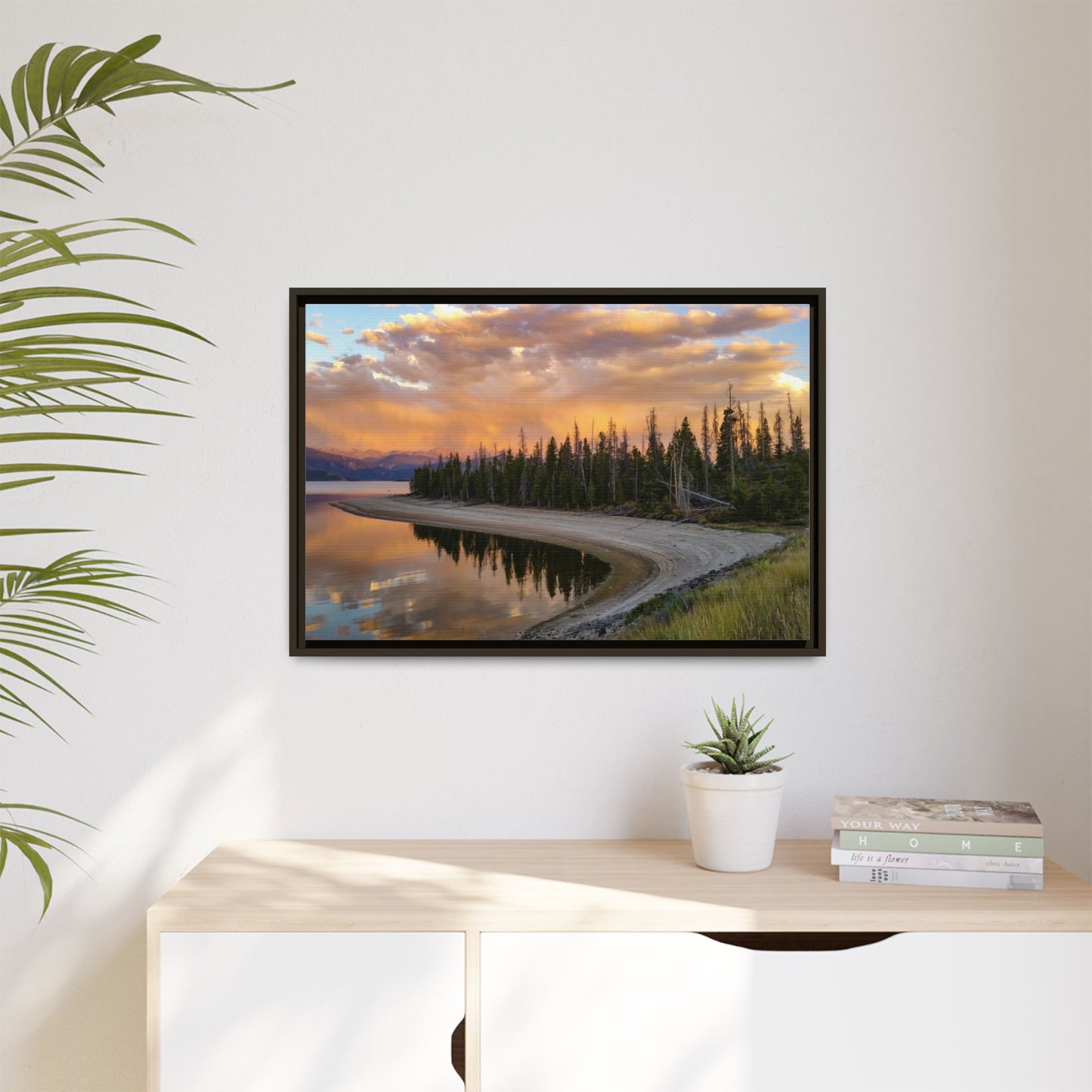Framed Canvas Print - Sunset Reflection at Lake Granby