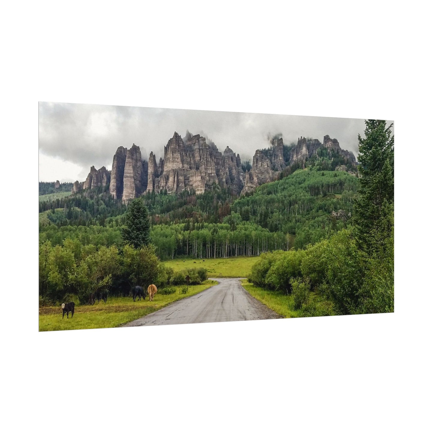 Textured Watercolor Poster - Majestic Rock Formations of Cimarron, Colorado