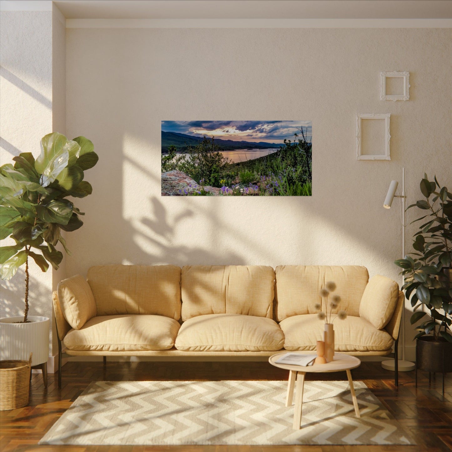 Textured Watercolor Poster - Spring Sunset Reflection