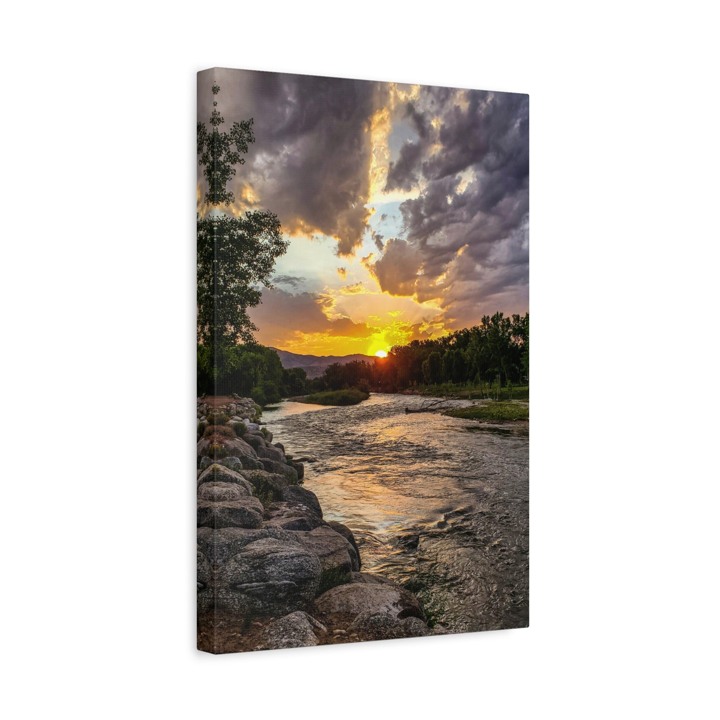 Wrapped Canvas Print - Sunset Stroll along Arkansas River in Canon City, Colorado