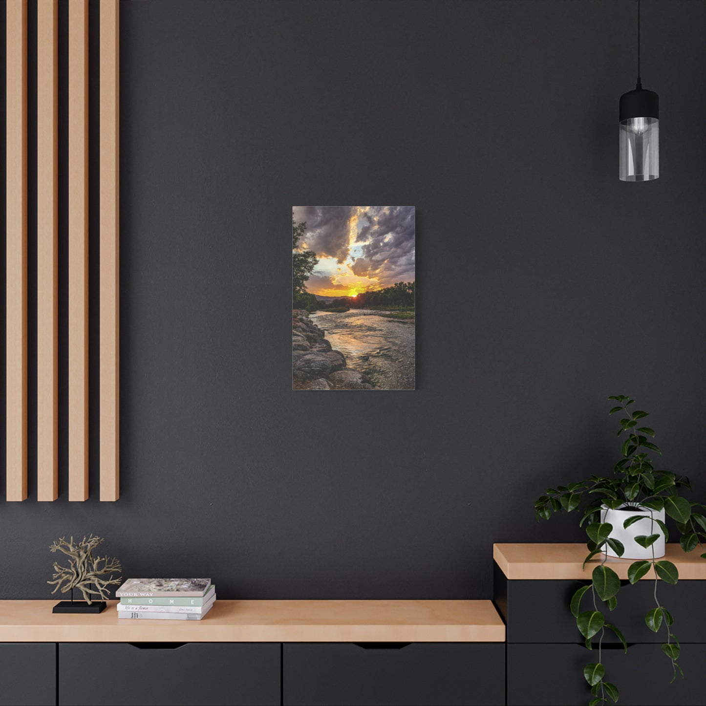 Wrapped Canvas Print - Sunset Stroll along Arkansas River in Canon City, Colorado