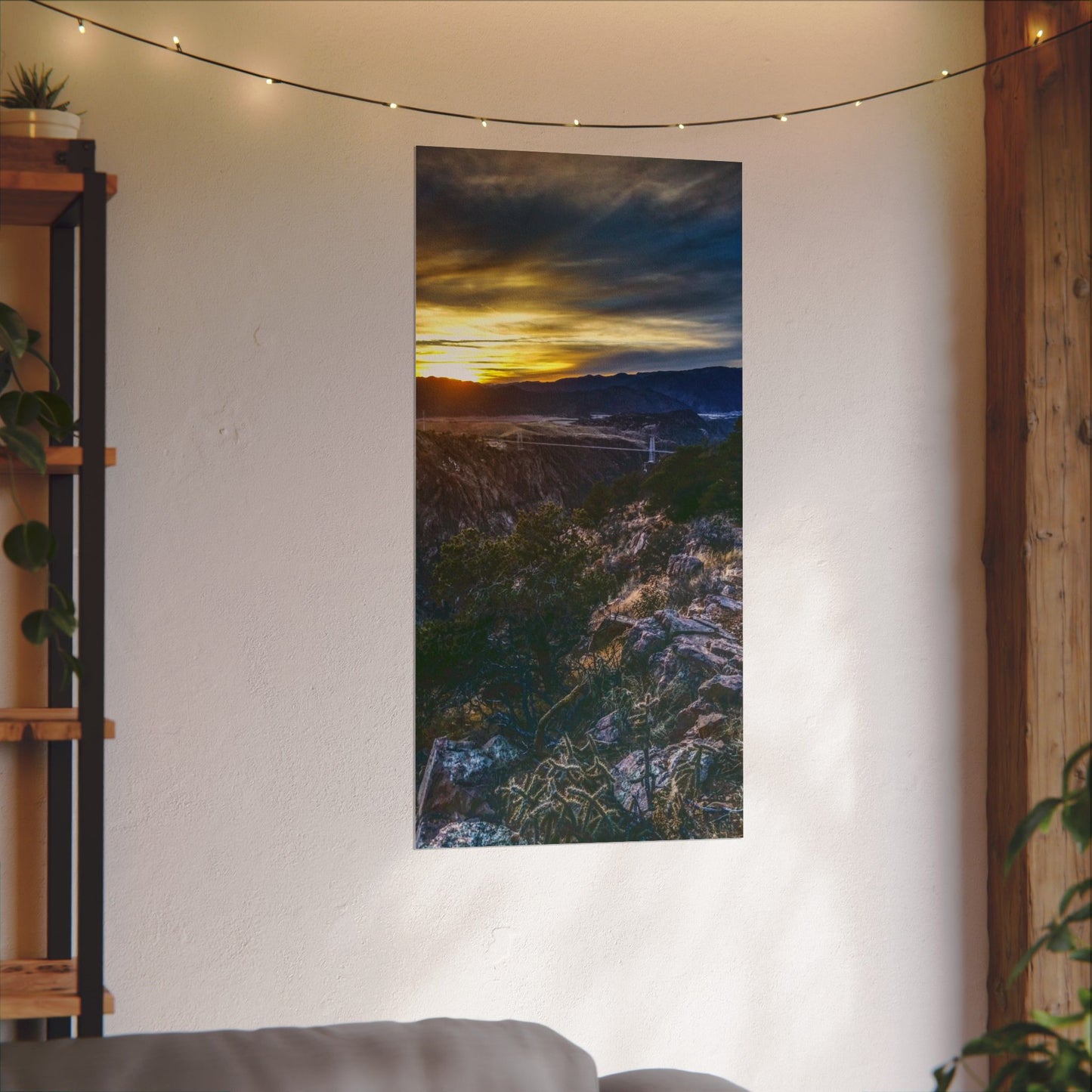 Textured Watercolor Poster - Royal Gorge Bridge - Sunset View