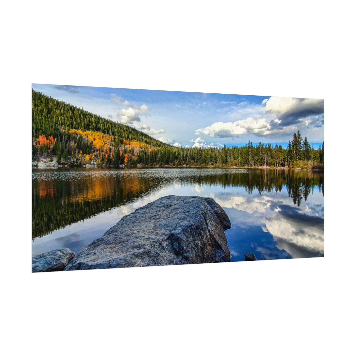 Textured Watercolor Poster - Serene Bear Lake View, Rocky Mountain National Park
