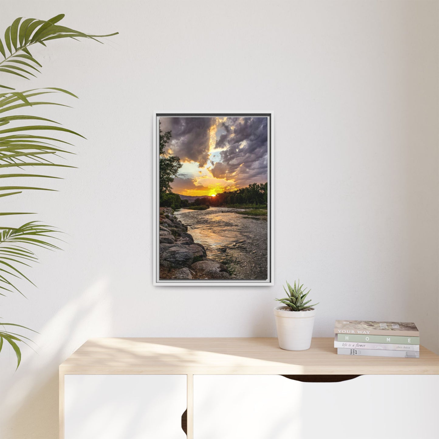 Framed Canvas Print - Sunset Stroll along Arkansas River in Canon City