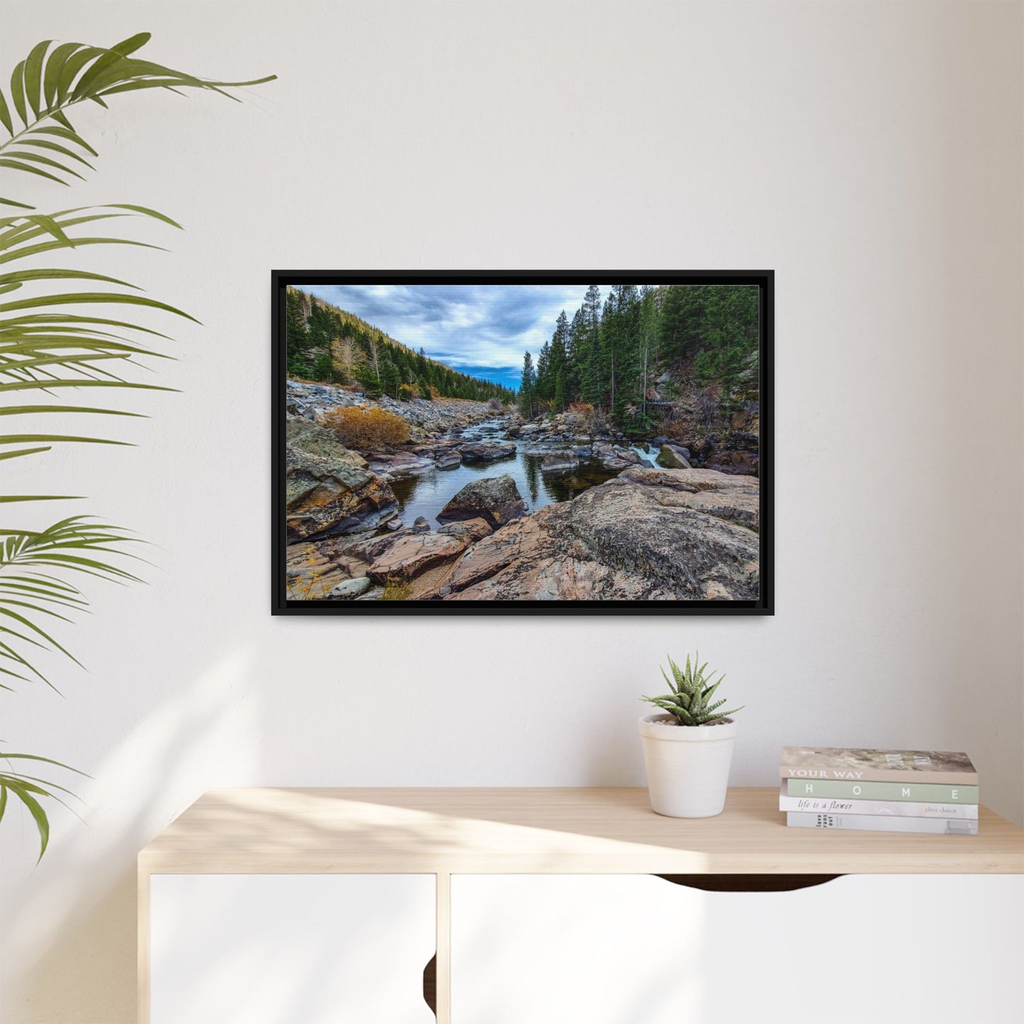Framed Canvas Print - Serenity of Poudre River in Colorado