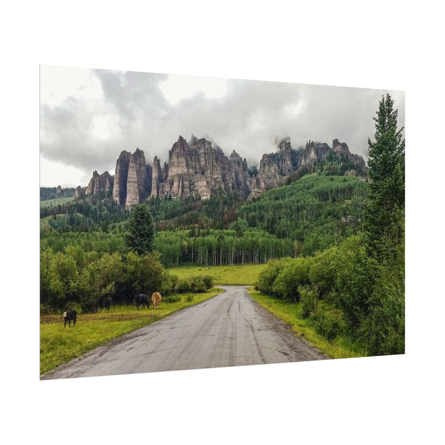 Textured Watercolor Poster - Majestic Rock Formations of Cimarron, Colorado