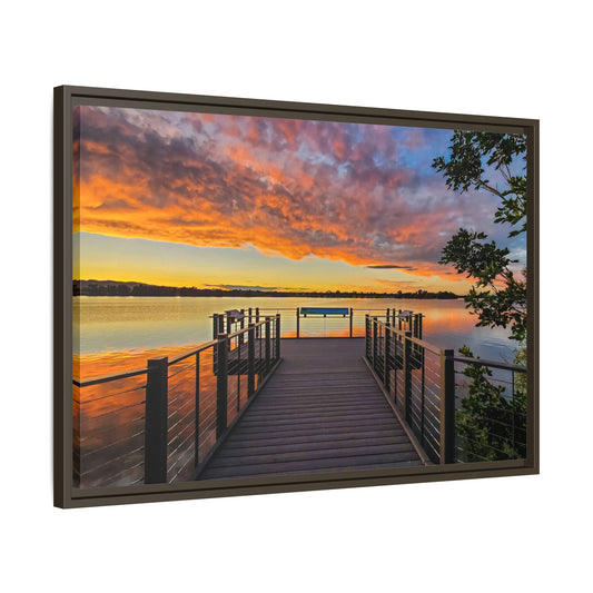 Framed Canvas Print - Sunset from the Dock at Fossil Creek Reservoir
