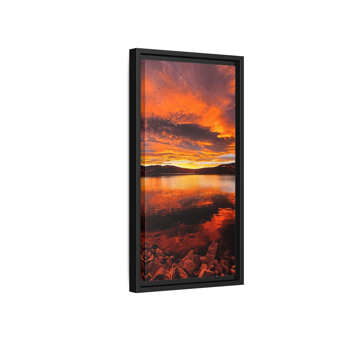 Framed Canvas Print - Sunset Reflection at Horsetooth Reservoir