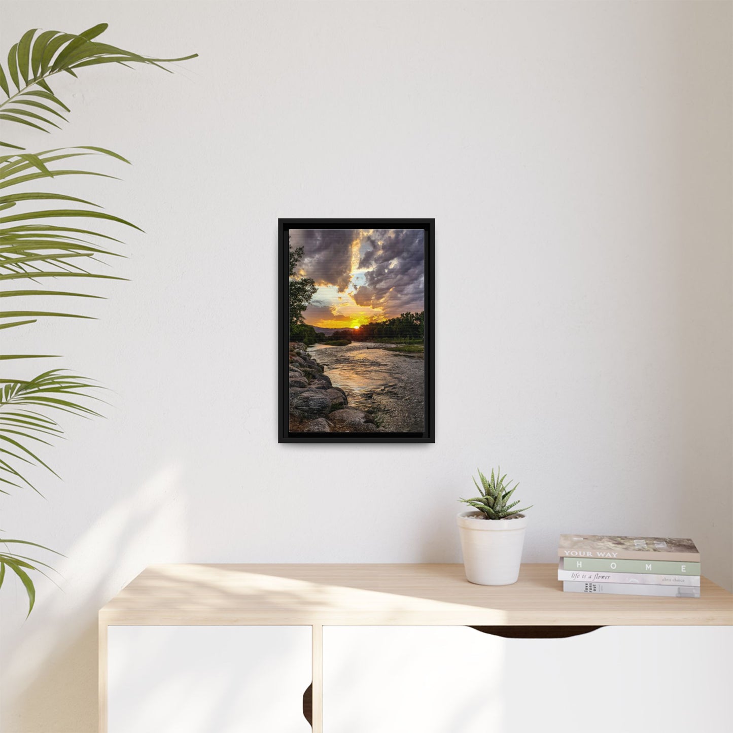 Framed Canvas Print - Sunset Stroll along Arkansas River in Canon City