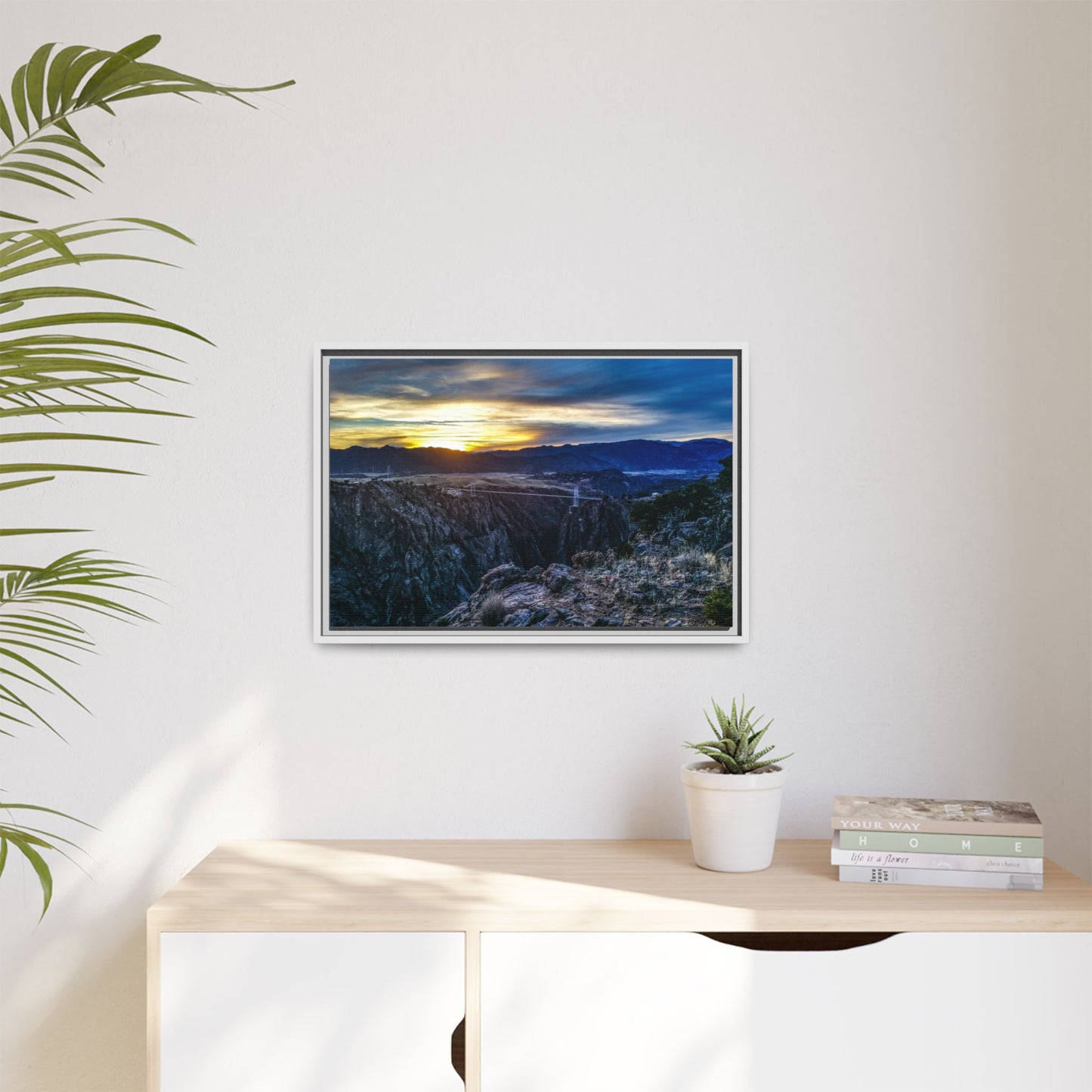 Framed Canvas Print - Peaceful sunset at the Royal Gorge Bridge