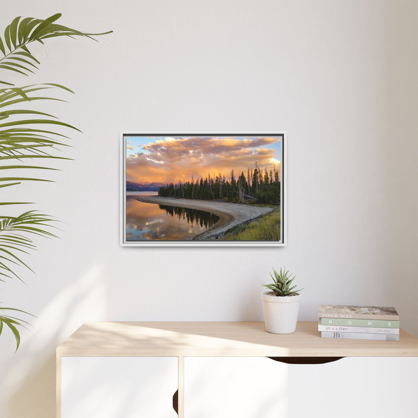 Framed Canvas Print - Sunset Reflection at Lake Granby