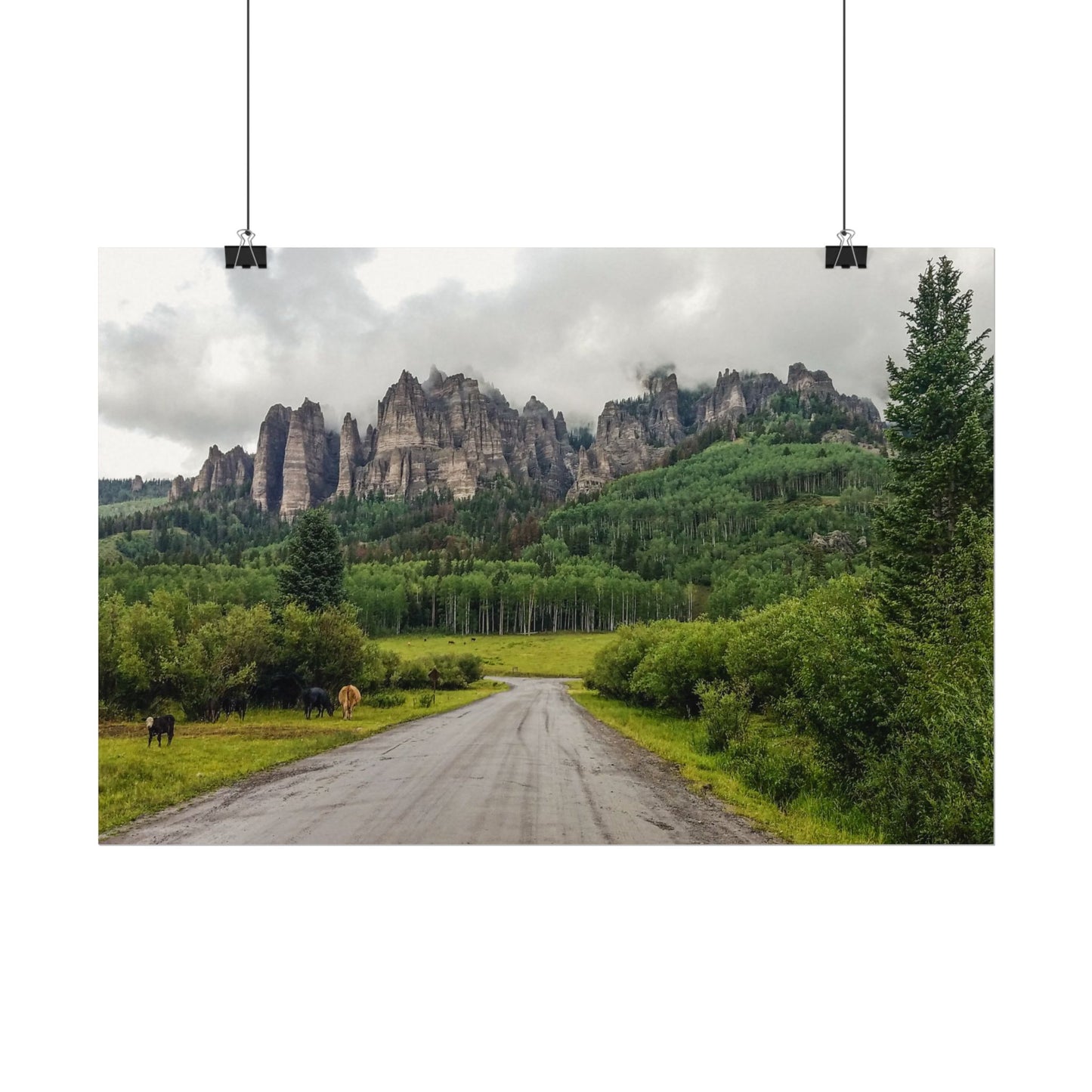 Textured Watercolor Poster - Majestic Rock Formations of Cimarron, Colorado