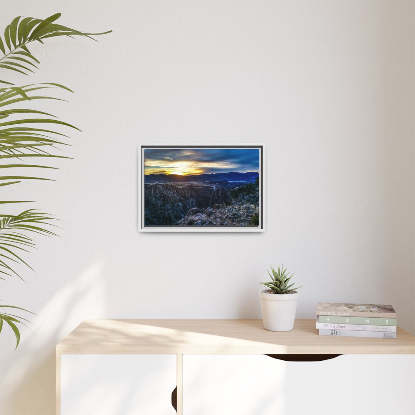 Framed Canvas Print - Peaceful sunset at the Royal Gorge Bridge
